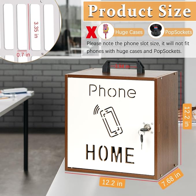 Cell Phone Holder Classroom 33 Slots Wooden Cell Phone Storage Cabinet Pocket - Image 2