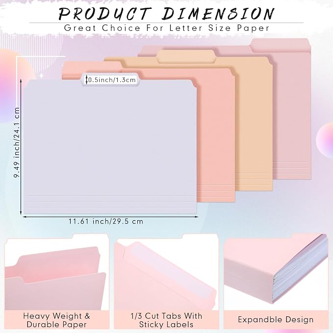 24 Pcs File Folders 9.5x11.6 Inch Manilla Folders Letter Size - Image 2