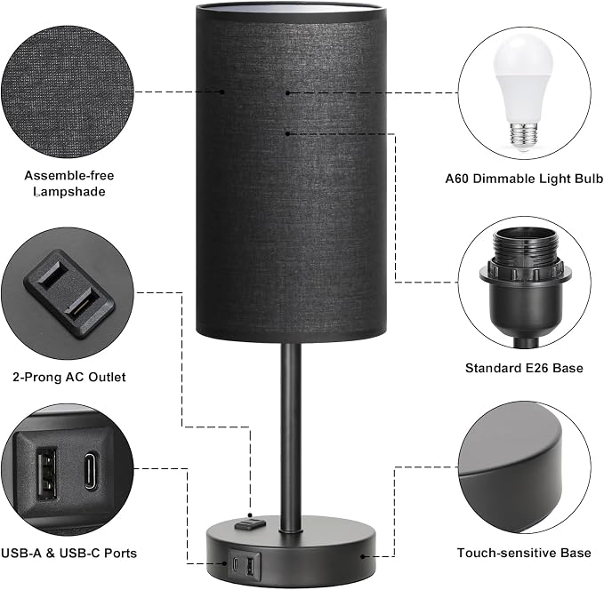 Fenmzee Touch Nightstand Lamp - Image 5