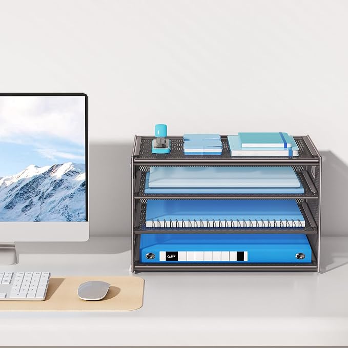 Lavatino 3-Tier Letter Tray Desk Organizer, Mesh Metal Paper File Tray Organizer - Image 8