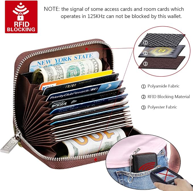 FurArt Zipper Wallet Women, RFID Blocking Credit Card Wallet, Business Card - Image 5