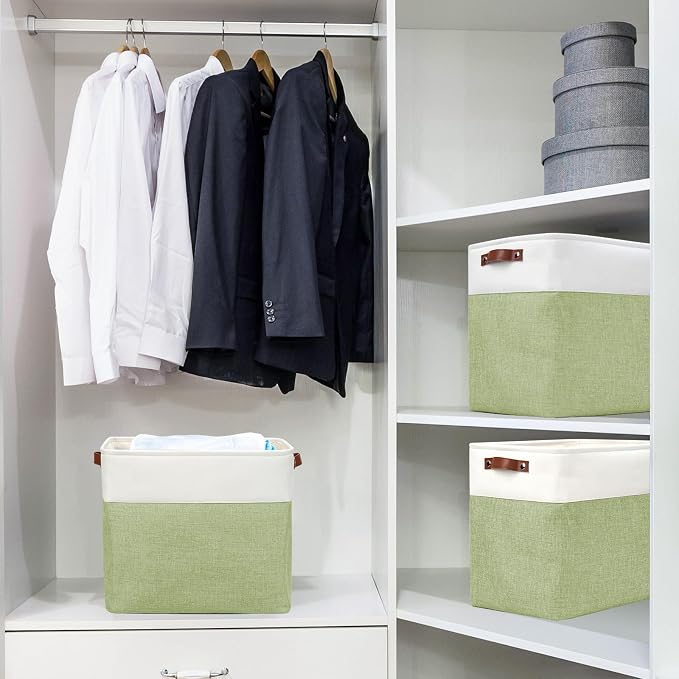 Bagnizer Large Fabric Storage Baskets | 50L Storage Bins, Decorative Linen - Image 2