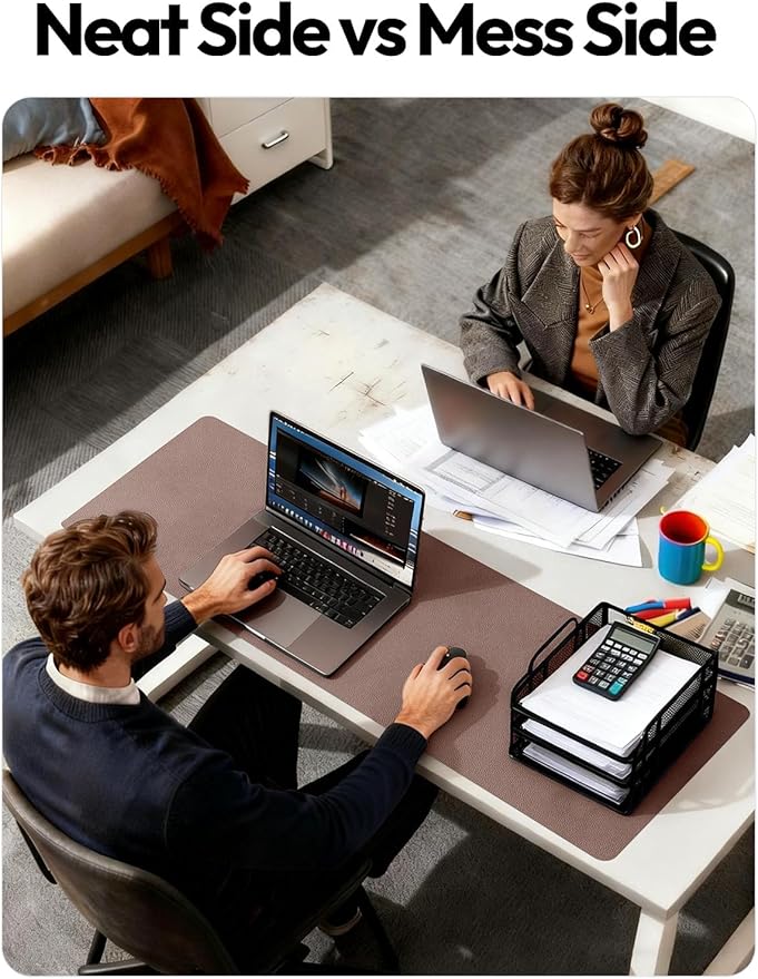 YSAGi Leather Desk Pad Protector, Office Desk Mat, Large Mouse Pad, Non-Slip PU - Image 7