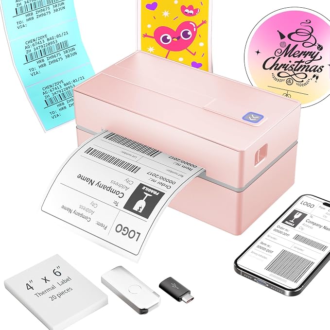 Thermal Shipping Label Printer 4x6 Bluetooth Label Maker by Unknown
