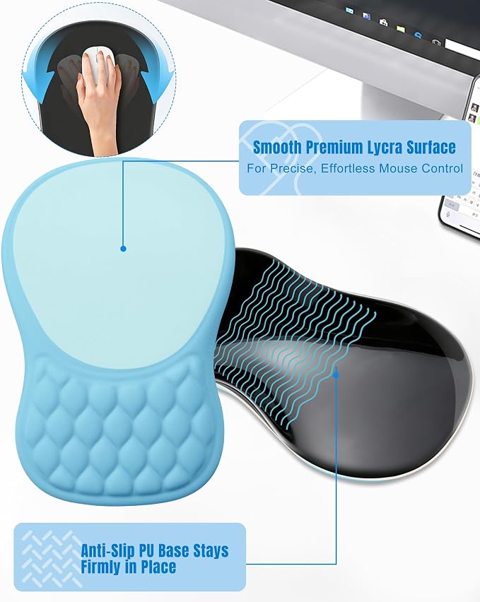 Ergonomic Mouse Pad with Wrist Rest, Slope Design Memory Foam Support, Smooth - Image 5