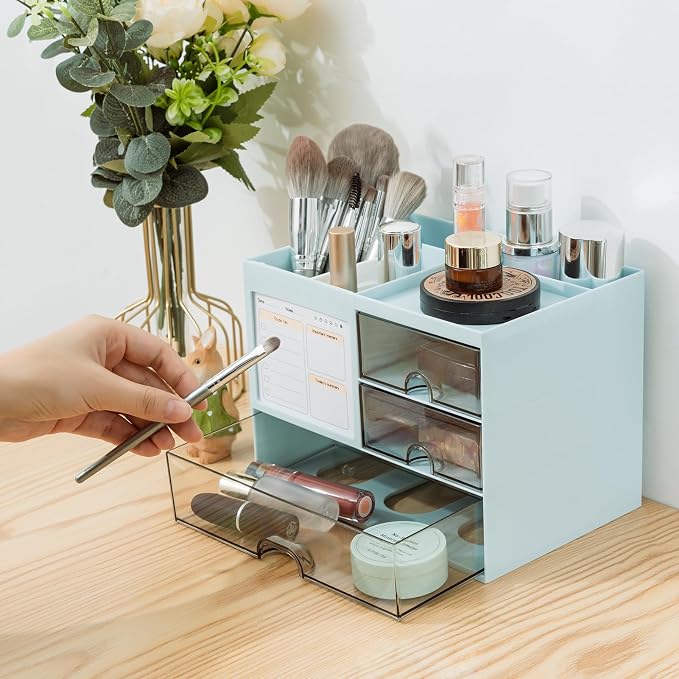 QIYVLOS Desk Organizer with 3 Drawer, Desk Organizers and Storage with 8 - Image 5