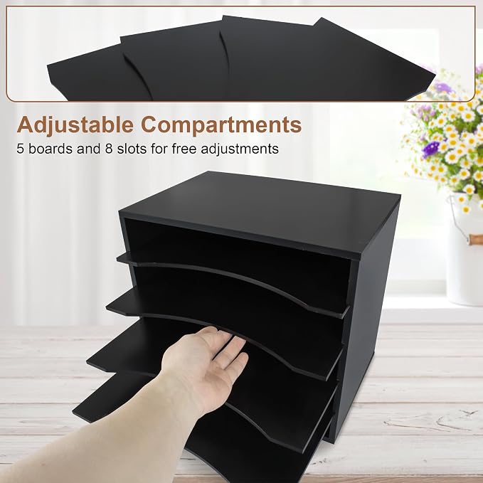 EMERIT 4-Tier Adjustable Paper Organizer, Large Capacity Book Shelf - Image 3