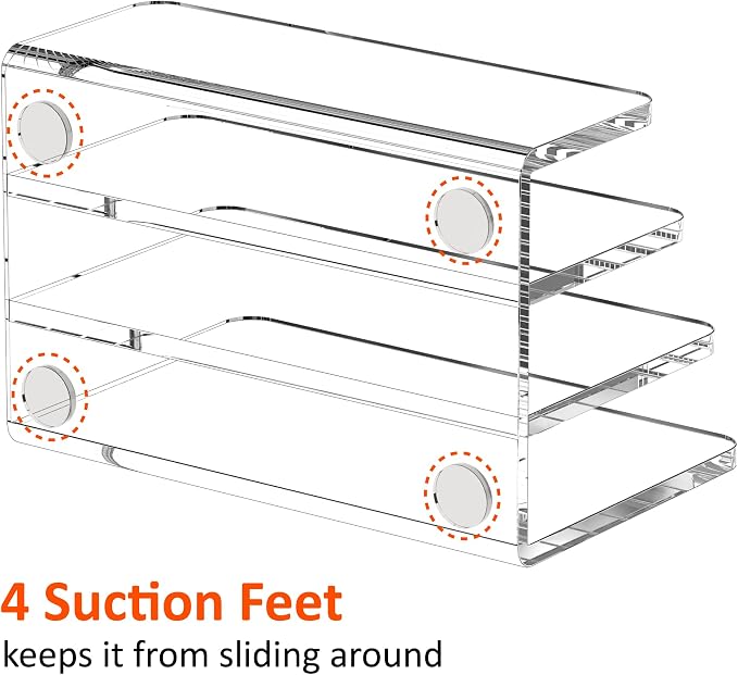 FUCDTEFC Desk Mail Organizer, 3 Section Clear Acrylic File Holder Letter - Image 3