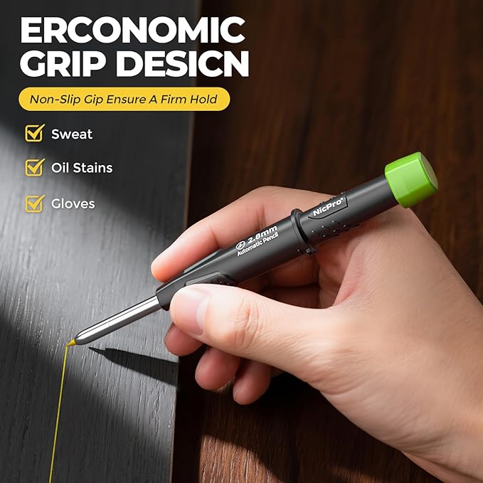Nicpro Carpenter Pencil with Sharpener, CP3000 Carpenter Mechanical Pencils - Image 4