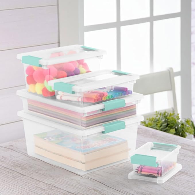 Sterilite 4-Pack Clip Box, Large Stackable Plastic Storage Bins w/ Latching Lids - Image 6