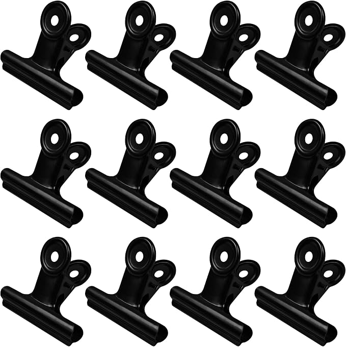 12Pcs 65mm Metal Binder Clips, Large Bulldog Paper Clamps Bull Clips, Hinge by Unknown