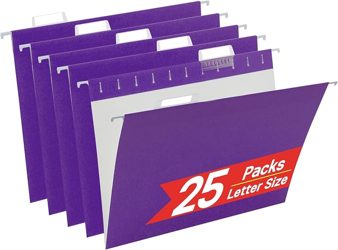 VZCPYTPM 25 Pack Hanging File Folders Letter Size, Reinforced Rods by OfficeSuppliesDirect
