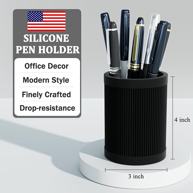 HighHerz Aesthetic Pen Holder For Desk, Modern Silicone Pencil Holder, Stylish - Image 2