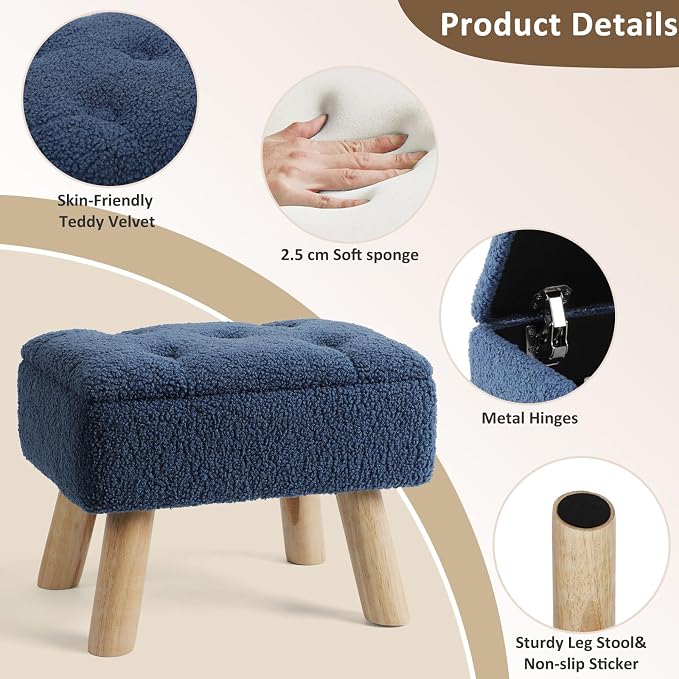 OGEMXU Storage Ottoman, Small Foot Stool Ottoman - Image 6