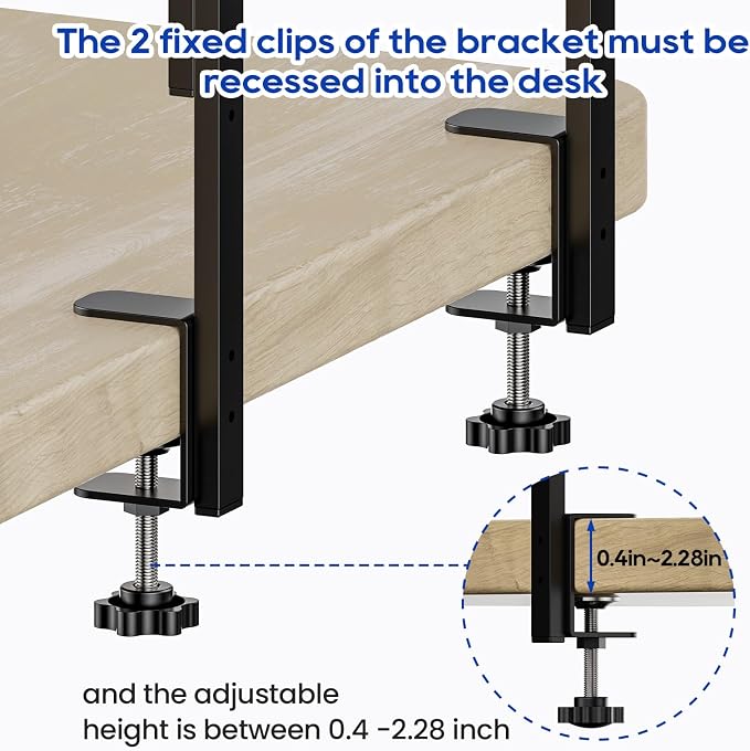 Clamp On Desk Shelf 2-Tier, 12.5 inche Wood Shelving Unit - Image 6