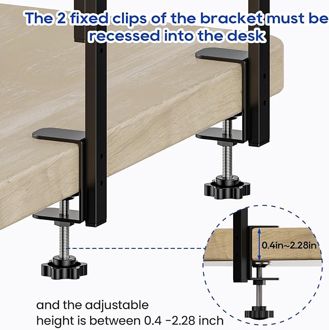 Clamp On Desk Shelf 2-Tier, 16.5 in Wood Shelving Unit - Image 5