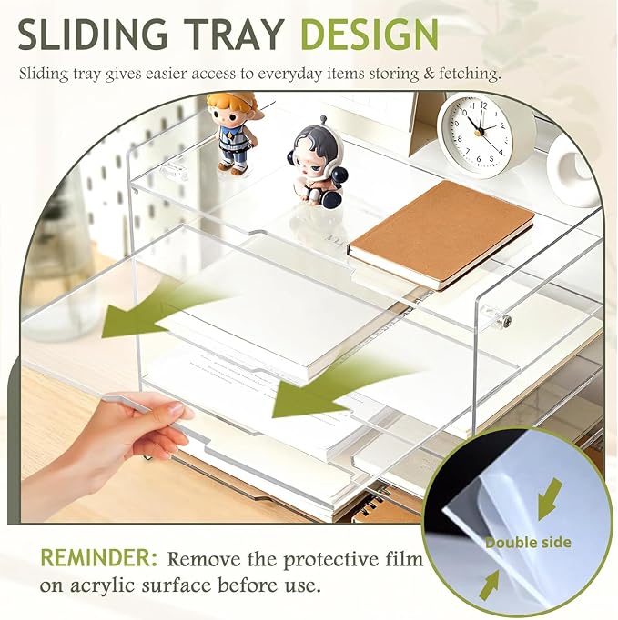 KKU 5 Tier Clear Acrylic Desk Organizer, Letter Tray Paper File Desk Organizer - Image 2