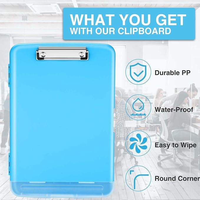 Sooez Clipboard with Storage, Clip Board 8.5 x 11 with Pen Holder, Plastic - Image 4