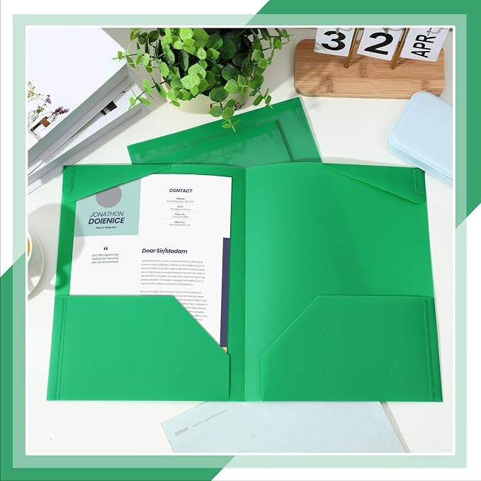 Henoyso 18 Pack Green Plastic Folders - Image 4