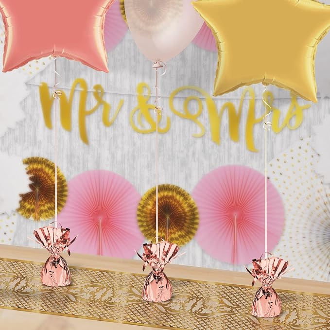 Beistle Metallic Wrapped Balloon Weight – 12 Pack, Rose Gold Balloon - Image 5