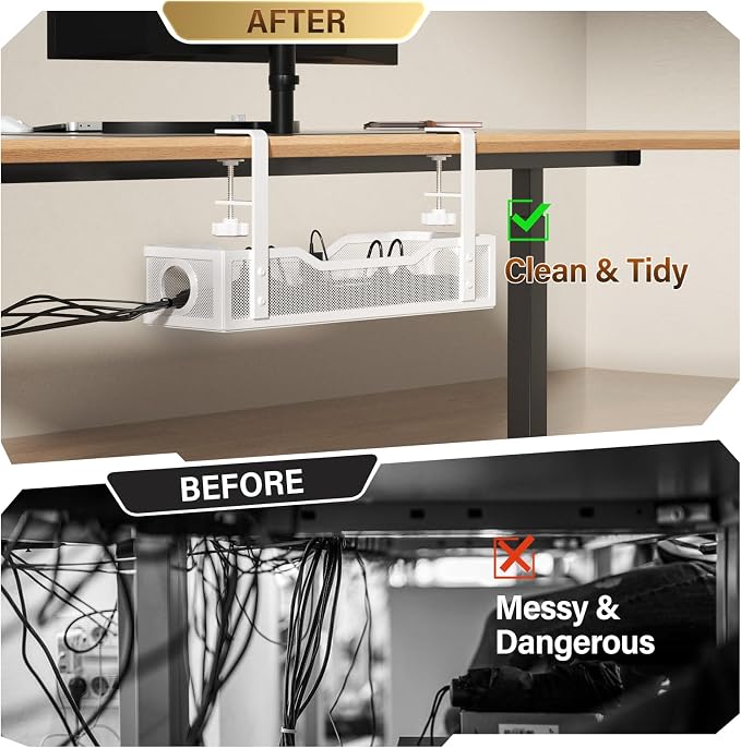 2 Pack Under Desk Cable Management Tray, Cinati Cord Organizers - Image 4