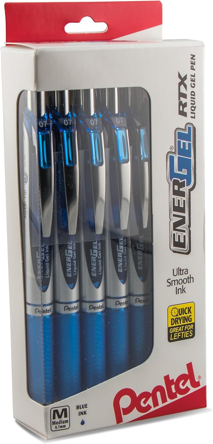 Pentel EnerGel RTX RT Liquid Gel Pen, Metal Tip, Box of 12 by PentelofAmerica