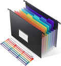 Expanding Hanging File Folders, Plastic Filing Cabinet Organizer 7 Pockets 1.2" by YouLain