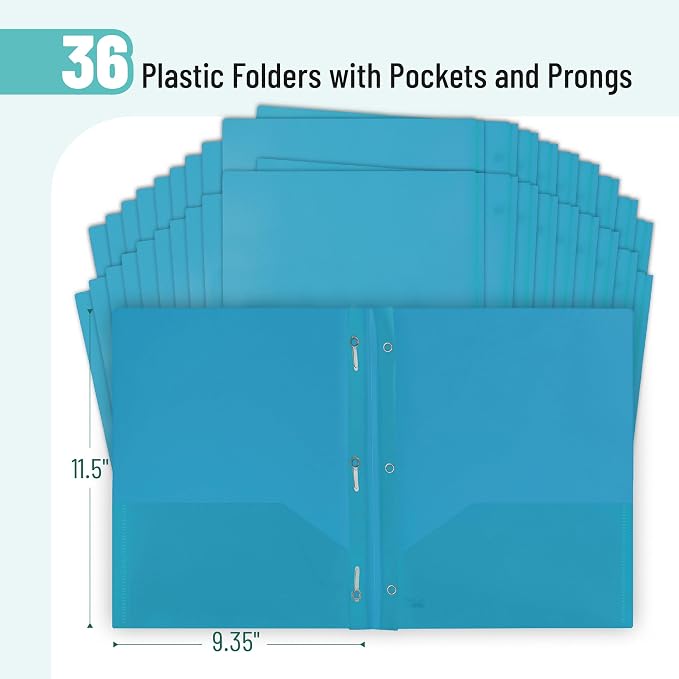 Mr. Pen- Plastic Folders with Pockets and Prongs, 36 Pack, Letter Size | - Image 2