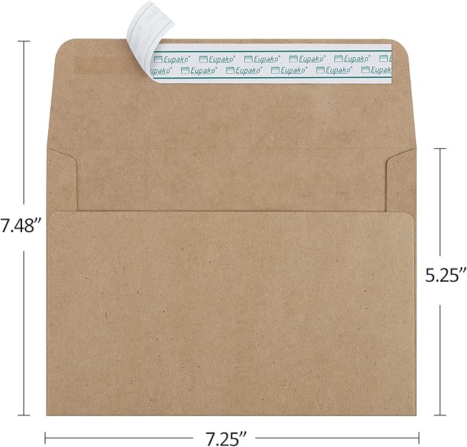 Eupako 5x7 Envelopes Self Seal 250 Pack, Kraft Paper Envelope - Image 2