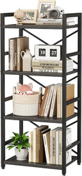 Homeiju Black Bookshelf, 4 Tier Small Bookcase, Book Shelf Organization and by Homeiju