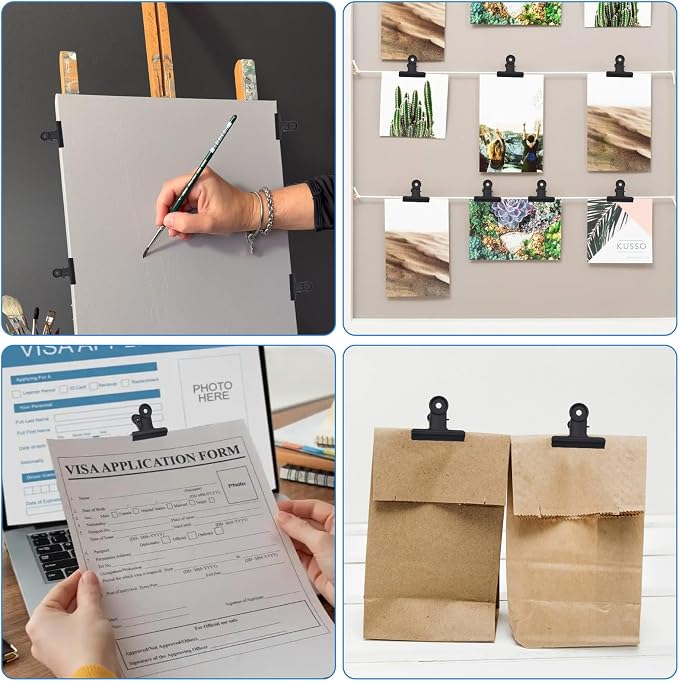 50 Pcs Metal Bulldog Clips, Mini Metal Paper Clips 0.87 in Hinge Clips Small - Image 3
