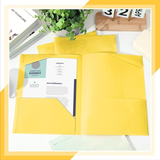 Henoyso 36 Pack Yellow Plastic Folders - Image 4