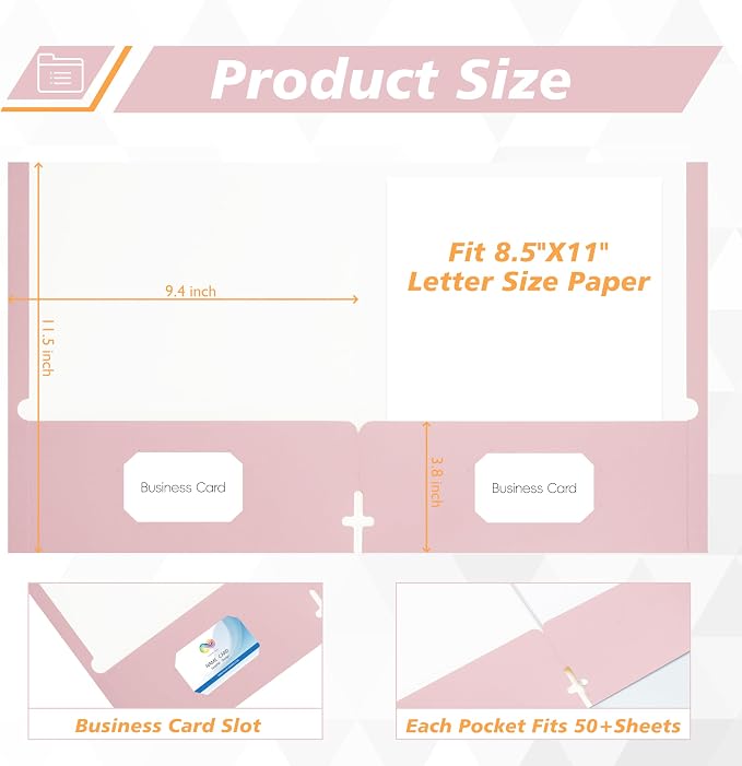 50 Packs Two Pocket Folders, Two Pocket File Folders - Image 2