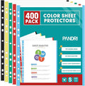Sheet Protectors, PANDRI 400 Pack Color Heavy Duty Plastic Page Protectors by PANDRI