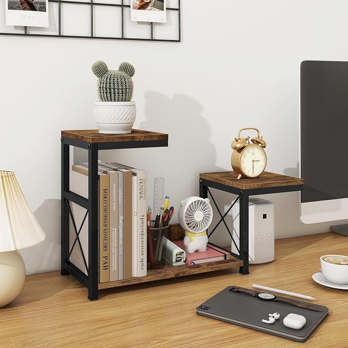 ELITEROO Desktop Shelf Organizer, 3 Tier Office Shelves, Wood Desk Organizers - Image 4