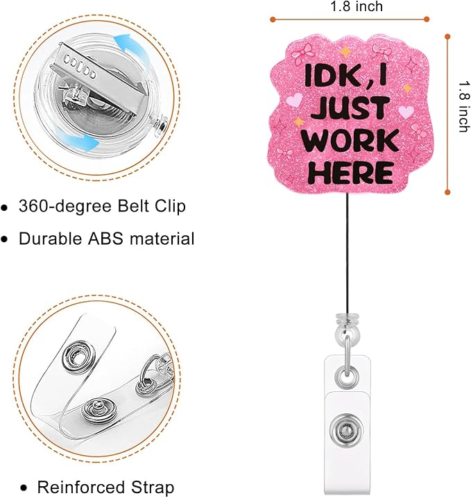 IDK I Just Work Here Badge Reel, Funny Nurse Badge Holder - Image 2