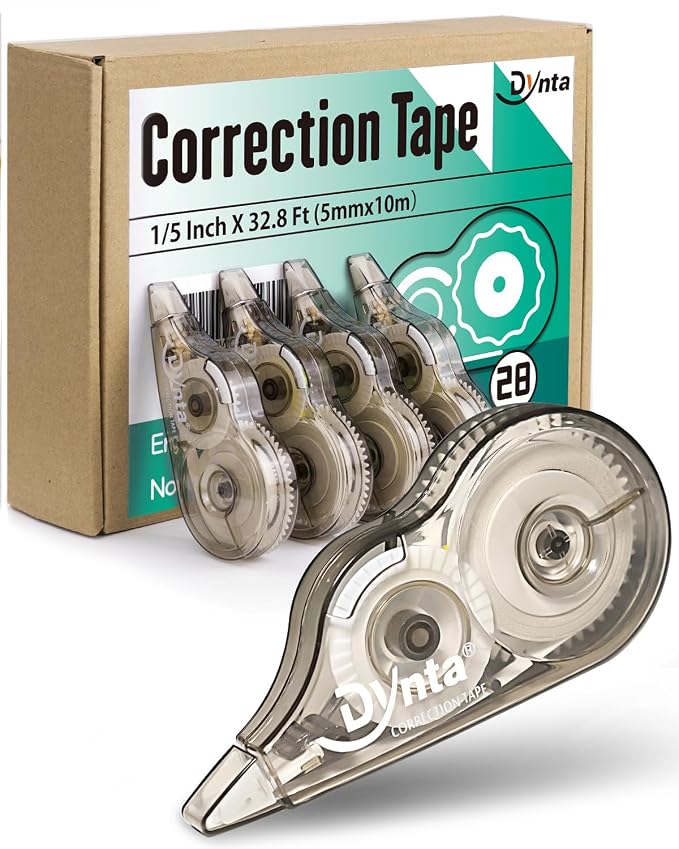 Dynta Correction Tape 28 Pack, Transparent Dispenser, 1/5 Inch X 32.8 Ft by Dynta