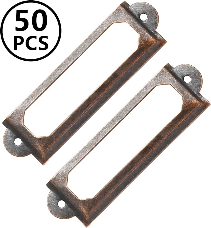 50 PCS Metal Label Holders 60x17mm Red Bronze - Image 2