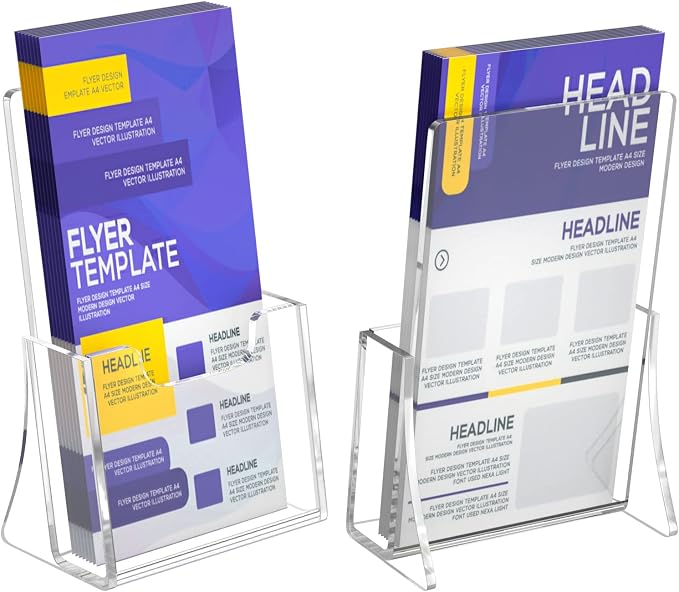 NIUBEE Acrylic Brochure Holder for 4’’ Trifold Pages, 50% Thicker Countertop - Image 3