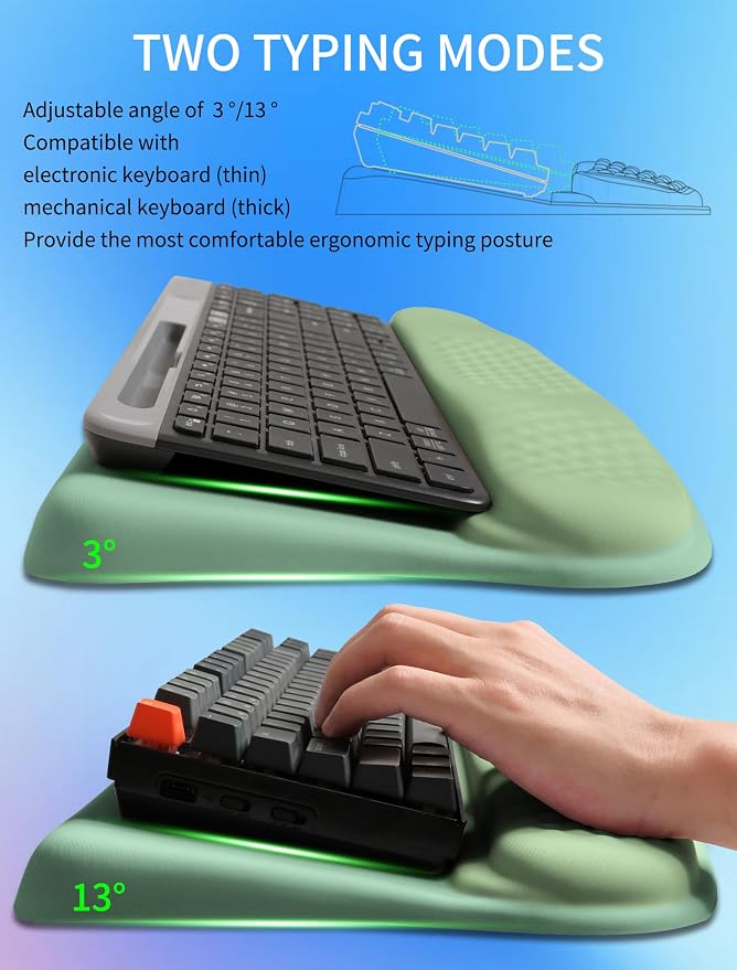 Ergonomic Wave Wrist Rest with Keyboard Stand, Cushioned Palm Rest, Comfortable - Image 2