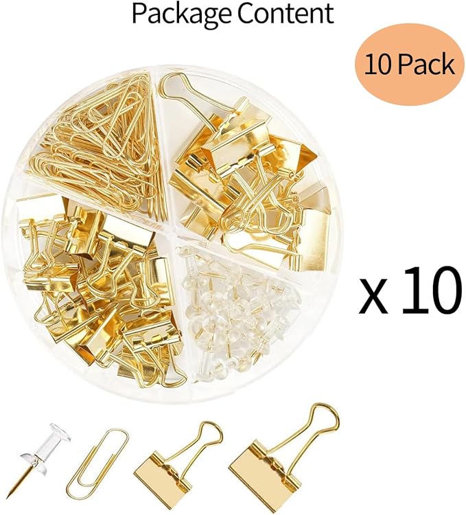 10 Pack, Metal Assorted Sized Binders - Image 2