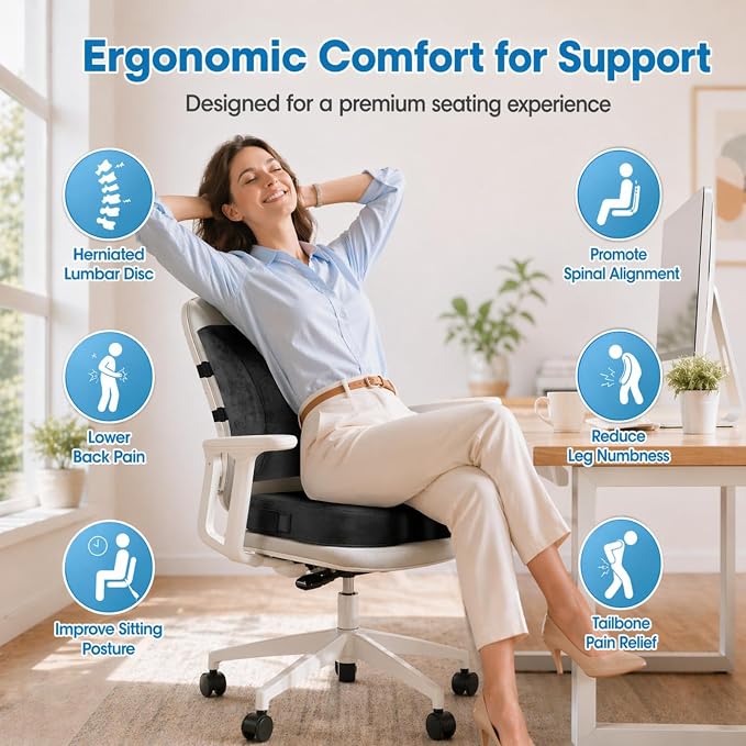 CloudBliss Lumbar Support Pillow & Seat Cushion Set - Image 2