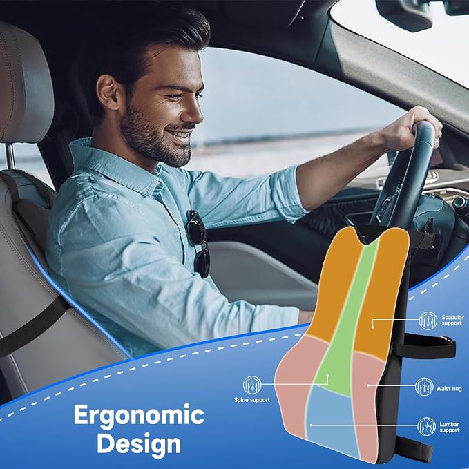 Teemour Lumbar Support Pillow for Car Seat, Memory Foam Back Support Pillow - Image 2