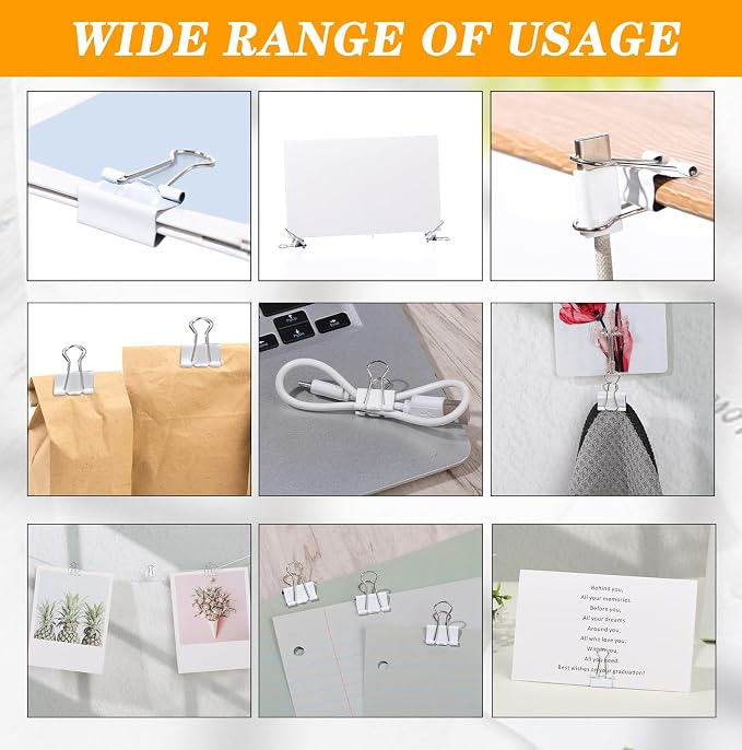 Jetec 100 Pack 0. 75in/19mm White Metal Binder Clips Bulk Medium Reusable Fold - Image 4