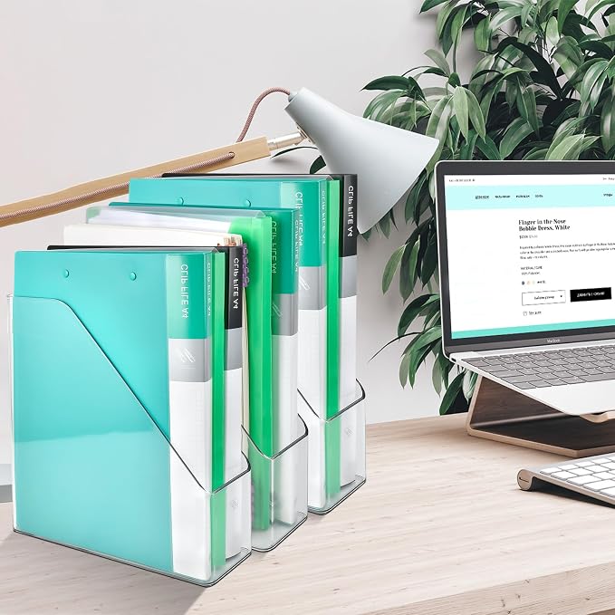 2 Pack Acrylic Magazine File Holder, A4 Vertical File Organizer - Image 2