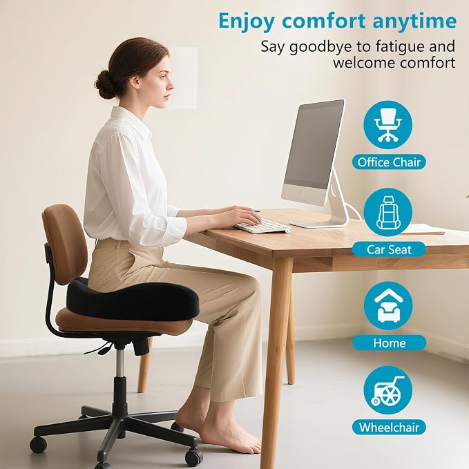 Seat Cushions for Office Chairs & Hip Pain Relief, Extra-Dense Coccyx Cushion - Image 3