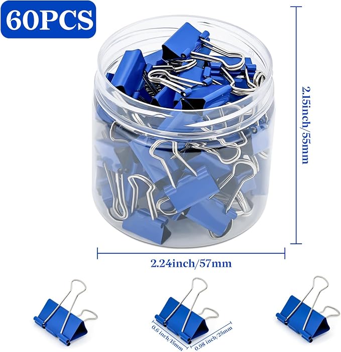 Temiary 60 Pcs Binder Clips, 0.6 Inch Mini Metal Binder Paper Clip - Image 2