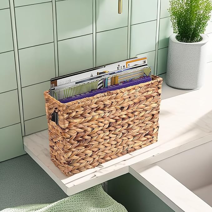 Yesland Hand-Woven Narrow Water Hyacinth Holder Wicker Basket, 15.5 x 5.5 x - Image 4