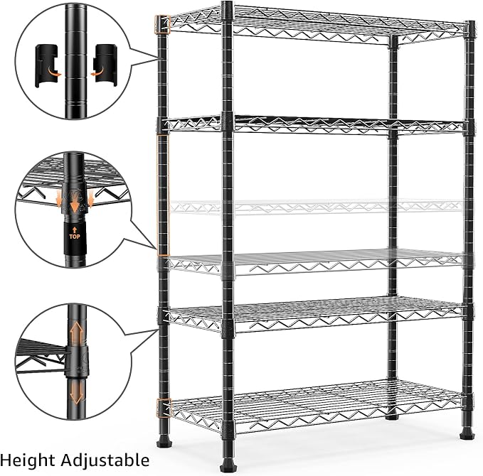 M MZG 1000 lbs Storage Shelving Steel Heavy Duty 4-Tier Utility Shelving Unit - Image 5