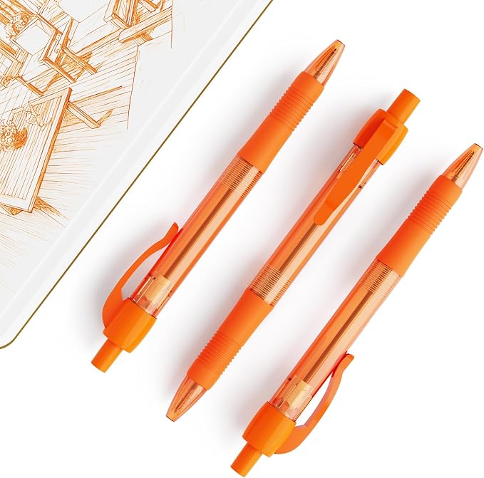 deegtran Pens Bulk, 30 Pack No Bleed Orange Ink Click Pens - Image 5